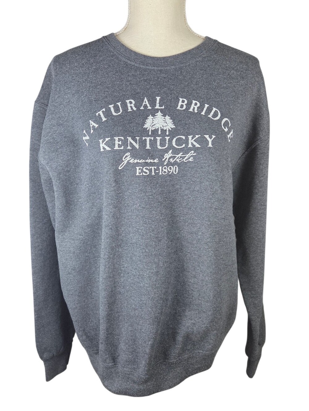 Kentucky Natural Bridge Sweatshirt Womens Large Gray & White -Long Sleeve
